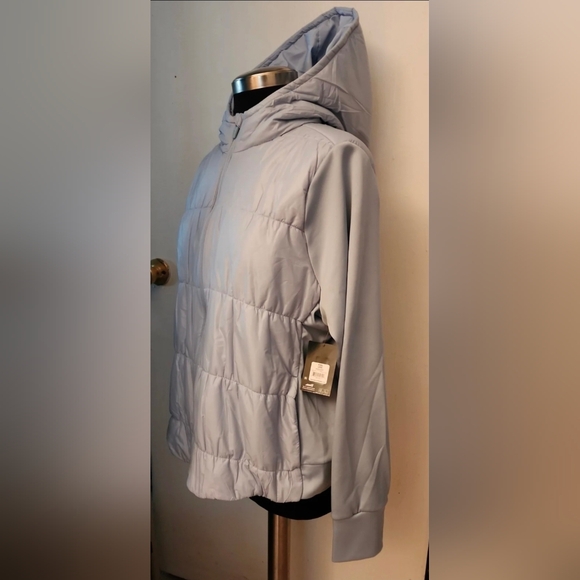 Womens Avia SkyBlue Quilted Jogger Athletic Light weight Coat Jacket Hooded - Picture 4 of 11